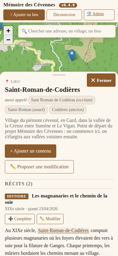 Panneau d'un lieu sur mobile