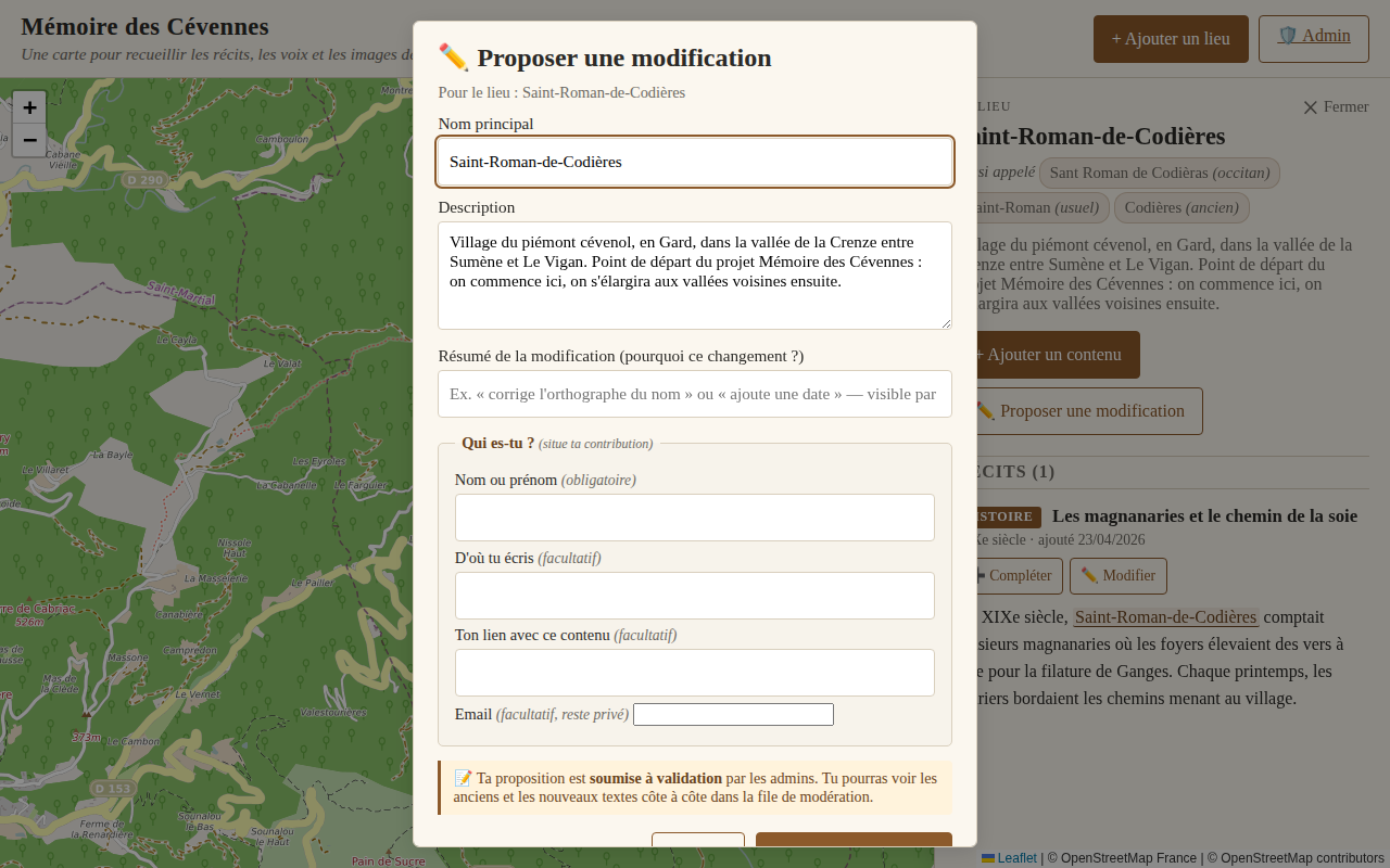 Dialog proposer une modification